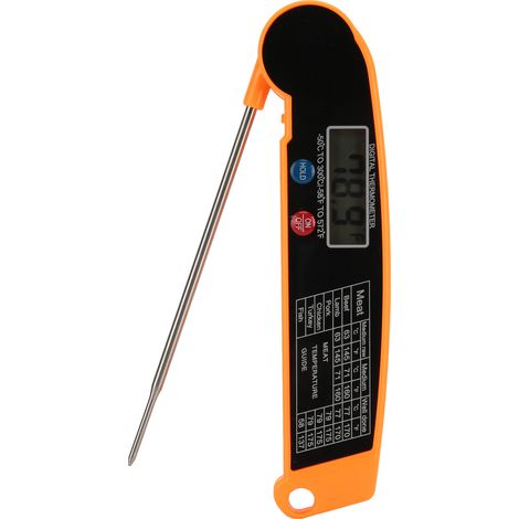 Thermomètre à Viande Numérique Étanche pour Cuisine et BBQ - Lecture Instantanée - Orange
