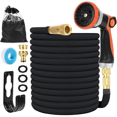 Tuyau d'arrosage Extensible 15M (3x5M) avec 10 Modèles de Pulvérisation Convient aux Robinets de 1/2" et 3/4" Raccords Tuyau flexible et léger pour Jardin, Arrosage, Nettoyage avec Sac de Rangement (1/5)
