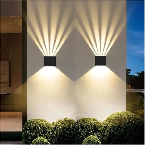 Lot de 2 appliques murales LED 3000K aluminium blanc chaud IP65 (1/4)