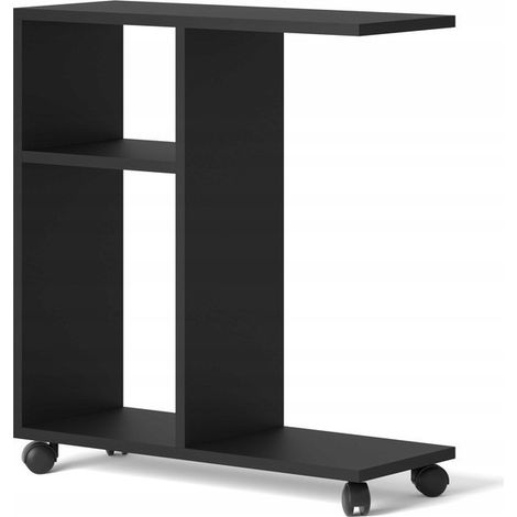 Table basse Organisateur 60x22x65cm(LxPxH)TRASCO 1 Noir sur roulettes design moderne (1/4)