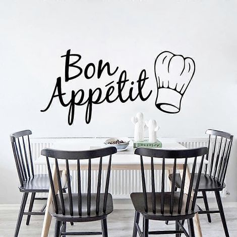 Französischer Bon Appetit Aufkleber Vinyl-Wandtattoos für Küche, Esszimmer, Wohnaccessoires (1/5)