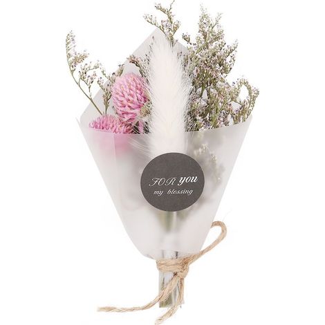 Petit bouquet de fleurs séchées naturelles décoration mariage cadeau de fête (Lapin Blanc) (1/5)