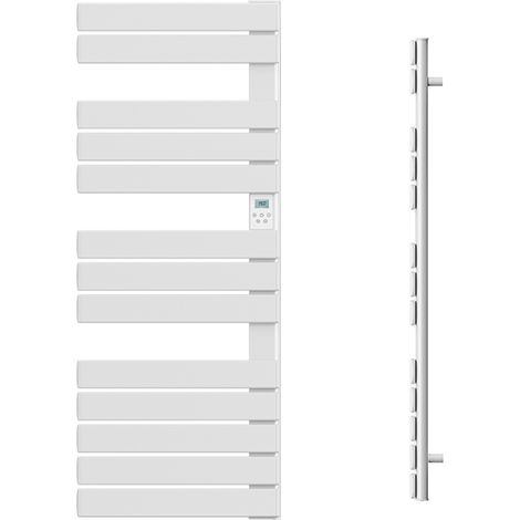 Batilec – Sèche-serviettes eau chaude 750W blanc – Barres plates – Régulation électronique programmable – Compatible fil pilote 6 ordres