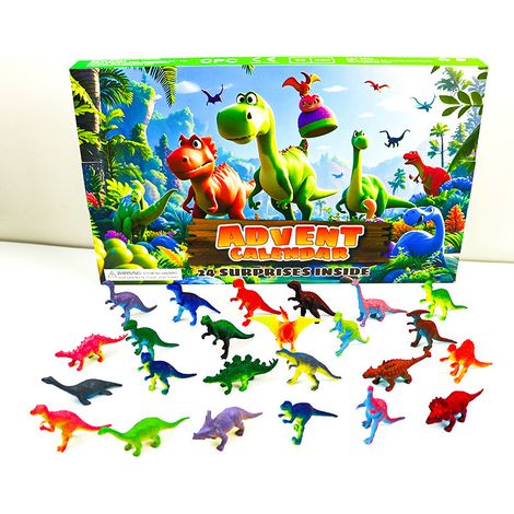 adventskalender 2026 - meerkleurig - zacht rubber materiaal - 33x23x5 cm - 24 stuks dinosaurus figuren - kerst aftelkalender - verzamelspeelgoed - kerstcadeau voor kinderen (1/5)