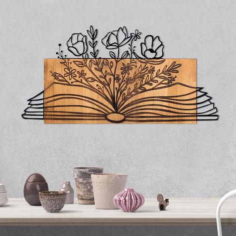 Décoration murale en bois et métal Florale Flower Book (1/5)