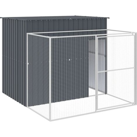 vidaXL Hundehütte mit Auslauf anthrazit 214x253x181 cm