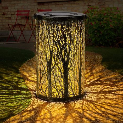 Lanterne solaire pour extérieur,jardin Lampes solaires pour atmosphère décorative Jardin LED suspendu avec lanterne étanche IP44 pour pelouse/cour/trottoir/Noël. (Noir) (1/5)