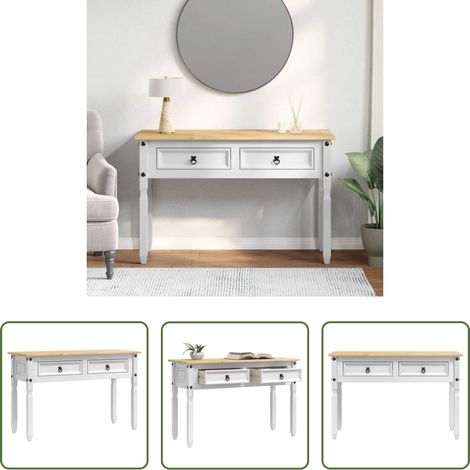 Bois de pin massif - Table d'appoint Corona Blanc 115 x 46 x 73 cm Pin massif (1/5)