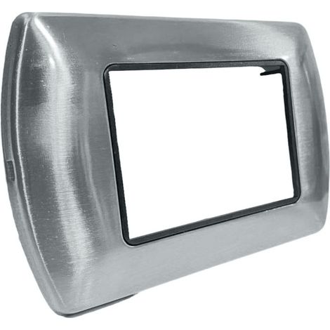 Placchetta per interruttore in metallo a 3 posti argento lucido cassetta 503 compatibile con living international supporto cover (1/2)
