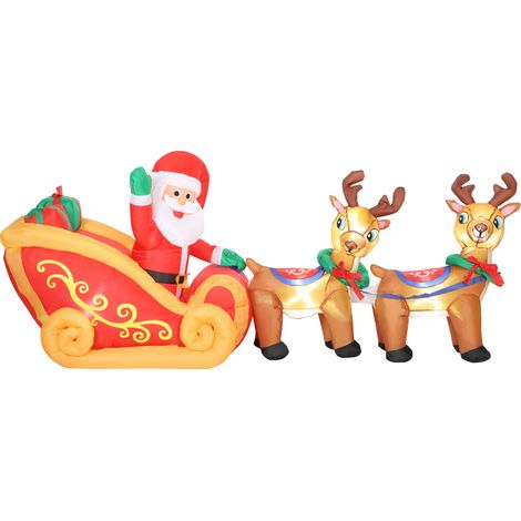 Décorations de Noël gonflables, Père Noël en traîneau à rennes, polyester, extérieur lumineux, grande taille, résistant aux intempéries (1/5)