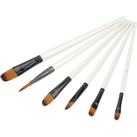 Lot de 6 Brosses à Peinture en Nylon Souple, Pinceaux Plats pour Aquarelle et Gouache, Différentes Tailles pour Artiste Débutant (1/5)