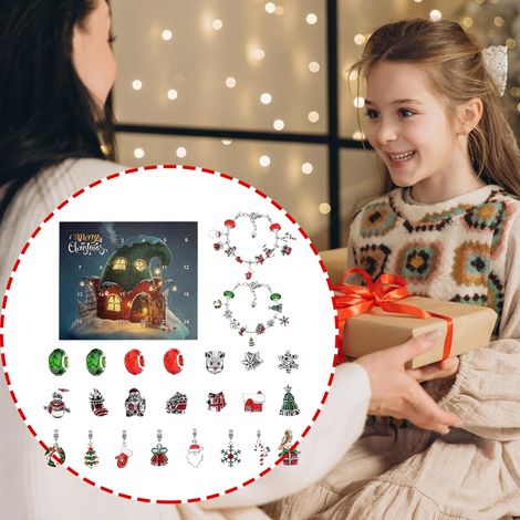 Conto alla rovescia per Natale Accessori per braccialetti da 24 giorni Attività creativa per feste a casa per ragazze durante le feste (1/4)