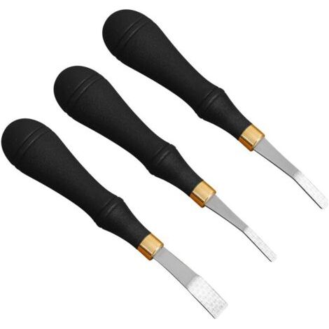 Juego de 3 herramientas para desbastar cuero - 4 mm, 5 mm, 10 mm - Acero inoxidable - Con mango de plástico - Para limpiar óxido y cuero (1/4)
