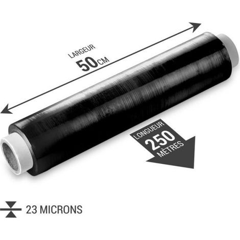 Film étirable noir 930724 - 23 microns - 250m x 500mm - Colis ou palette (1/3)