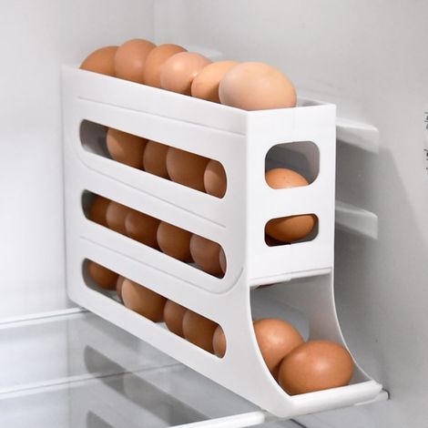 Porte-œufs roulant - Distributeur d'œufs carré et portable pour la cuisine et le plan de travail, grand récipient à œufs (1/4)
