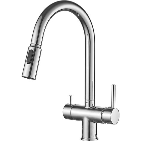 Robinet 3 Voies avec Douchette Cuisine Mitigeur Cuisine avec Douchette et Robinet Chrome (1/5)
