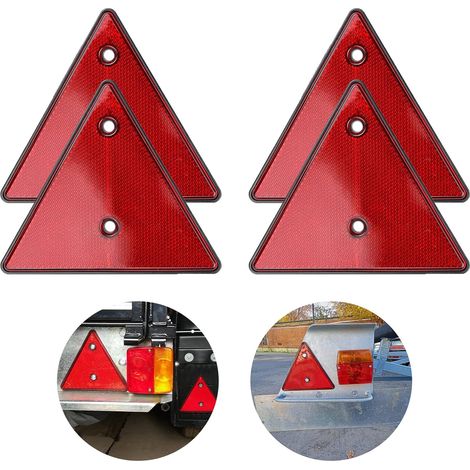 Red Triangle Reflectors, Trailer Reflectors, Rear Reflectors, Safety Reflectors, Red Rear Reflectors, For Trailers, Motorcycles, Caravans, Trucks, Boats, 4 Pieces (1/5)