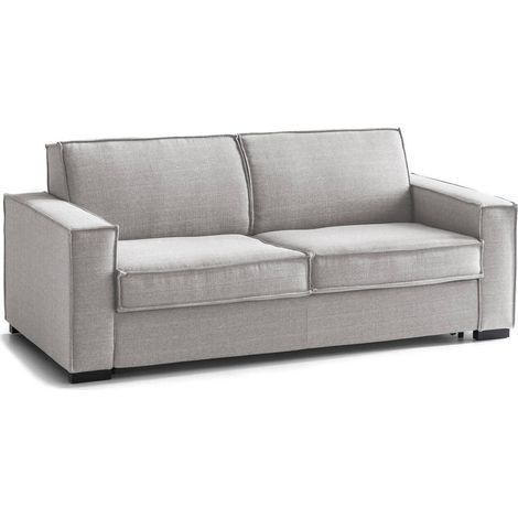 Talamo Italia Schlafsofa Adalgisa, 3-Sitzer-Sofa, 100% Made in Italy, Wohnzimmersofa mit drehbarer Öffnung, aus gepolstertem Stoff, mit Standard-Armlehnen, Cm 220x95h90, Grau