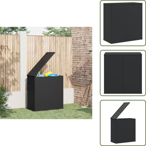 The Living Store Baúl de cojines para jardín de ratán PE negro 100x49x103,5 cm - Almacenamiento exterior