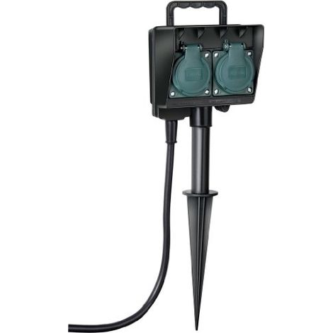 Brennenstuhl – Multiprise extérieure 1154430 2 prises 230V 16A – Câble 1,4m – IP44 pour chantiers humides – Unité de distribution électrique