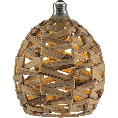 Lámpara colgante con tulipa de fibras naturales y bombilla LED incluida