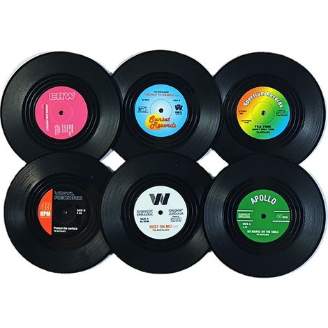 Sous-Verre Vinyle - Diamètre 10 Cm - Antidérapant Caoutchouc - Pour Bureau Table Café Bière - Lot De 6 (1/5)