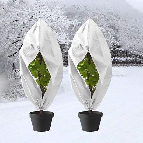 Voile Hivernage Plante Exterieur, 2 Pièces Voile d'Hivernage Housses de Protection pour Plantes avec Cordon de Serrage et Zipper, Housse d’Hivernage Plante Réutilisable (80x100cm) (1/4)