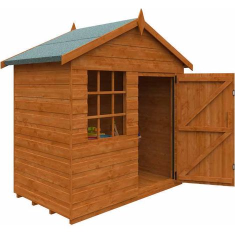 3 x 5 Feet Den 12mm Shed - Solid Wood/Softwood/Pine - L85 x W145 x H165.4 cm - Burnt Orange