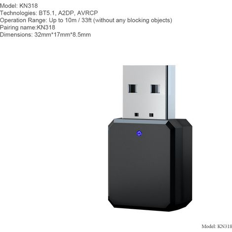 Bluetooth receiver, USB 2-in-1 Bluetooth receiver, car 5.1 Bluetooth hands-free adapter, plug and play. (1/3)