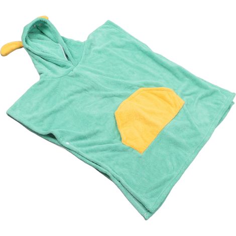 Serviette de bain enfant vert dinosaure cartoon capuche douce en polaire corail absorbante 70x140cm peignoir pour douche plage (1/5)