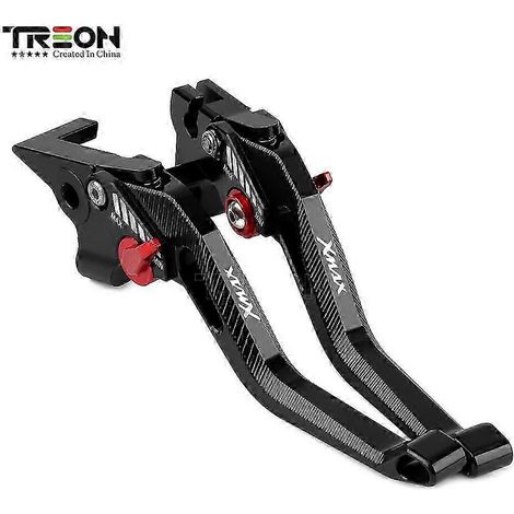 Leviers de frein et d'embrayage en aluminium CNC (noir et rouge) pour motos Yamaha Xmax 125, 250, 300 et 400 (Xmax250, Xmax300, Xmax400). (1/5)