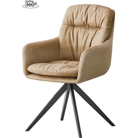 Sedia girevole Dian 100 in tessuto taupe (1/3)