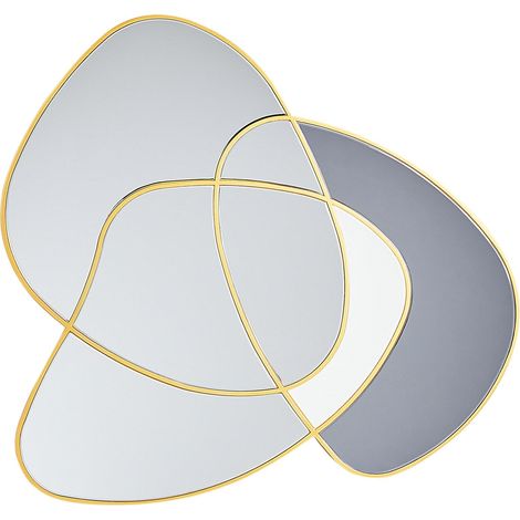 Specchio da parete di forma irregolare in stile Art Déco con cornice dorata e vetro colorato, oro Tailly (1/5)