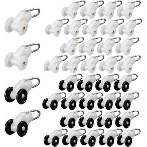 40 pcs Enrouleur de tringle à rideau Enrouleur de tringle à rideau Pergola Crochet Enrouleur de tringle à rideau Poulie métallique Crochet coulissant Enrouleur de tringle à rideau Enrouleur de tringle (1/4)