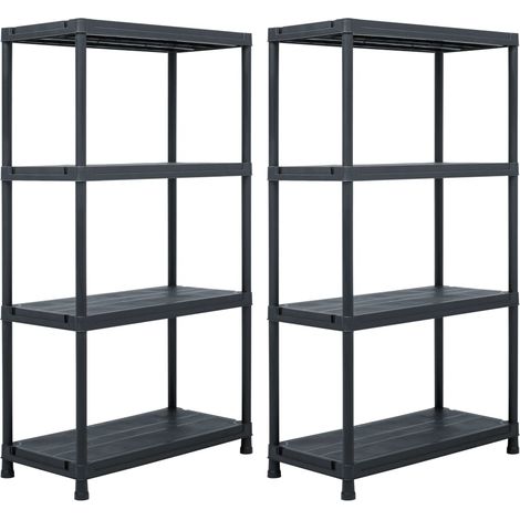 Scaffali portaoggetti 2 pezzi 60 x 30 x 138 cm plastica nera 020000670