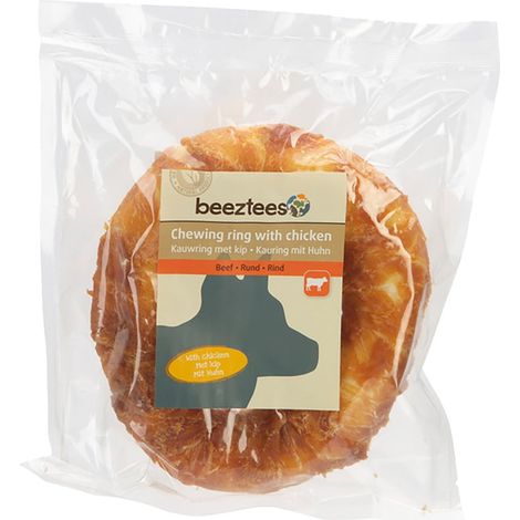 Beeztees Kauring aus Rinderhaut mit Huhn Ø 12,5 cm Kausnack Kauartikel