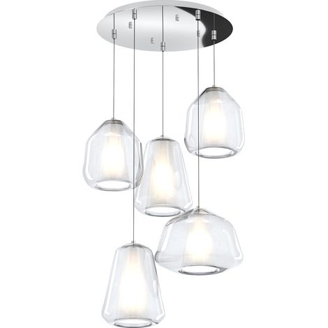 SOSPENSIONE CROMO 5 LUCI TONDA VETRI 1X ALPHA + 2X BETA + 2X GAMMA TRASPARENTI 1176CR-S5 T ABG-TR