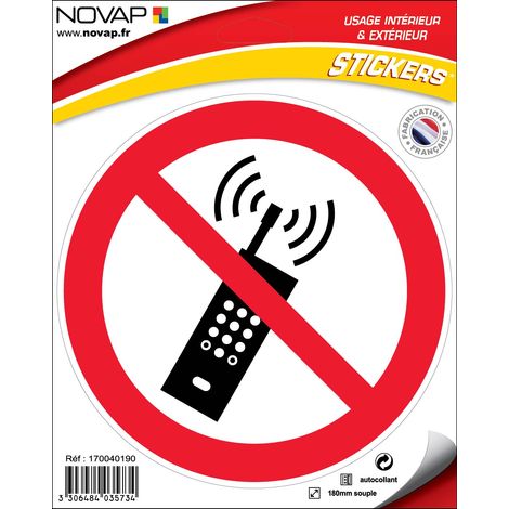 Panneau Téléphone mobile interdit - Vinyle adhésif Ø180mm - 4035734 (1/2)
