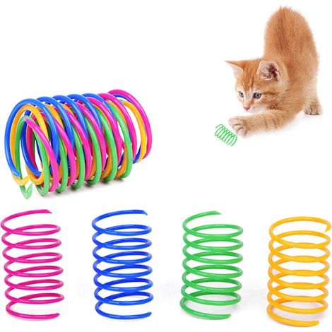 SHINING HOUSE Jouet de Chat à Ressort, Printemps Jouet de Chat 12 pièces, Coloré Interactif Chat Jouets, Ressorts en Spirale en Plastique, Durable et Souple, Jouet de Chat pour la Chasse et la Morsure