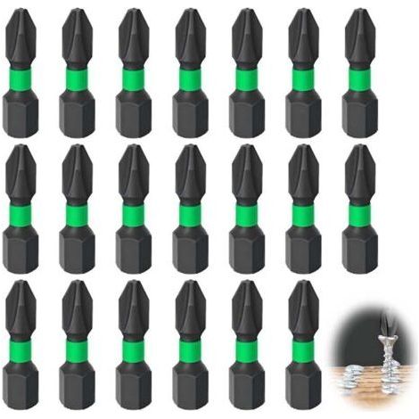 Lot de 20 embouts cruciformes intéressants pour perceuse électrique – Embouts multifonctionnels en acier magnétique de type vis à impact , adaptés pour tous les tournevis et perceuses, etc (1/4)