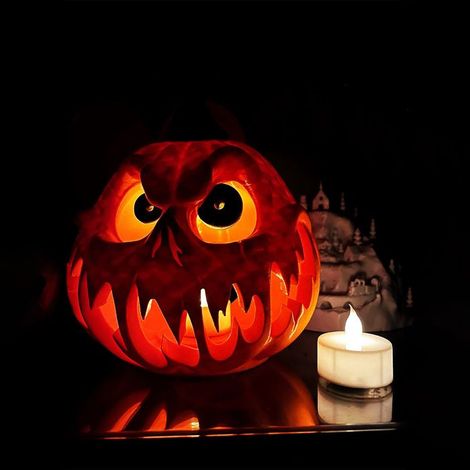 Décoration Citrouille Halloween en Résine avec Crâne Effrayant, Centre de Table pour Fête, Maison et Jardin (1/5)