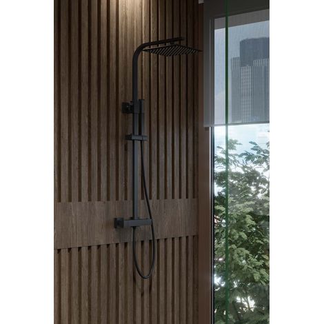 Columna de Ducha Qus con termostática, Rociador acero inoxidable AISI304 de 25x25 cm. (1/2)