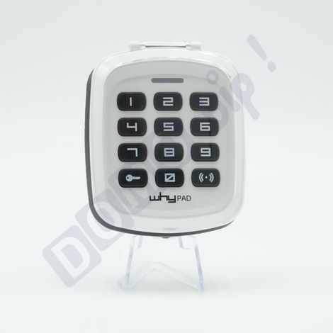 Why Evo - Clavier à code radio sans fil multifréquence universel blanc - Code fixe ou Rolling Code - IP 52 - Référence Why Pad 8991007 (1/5)