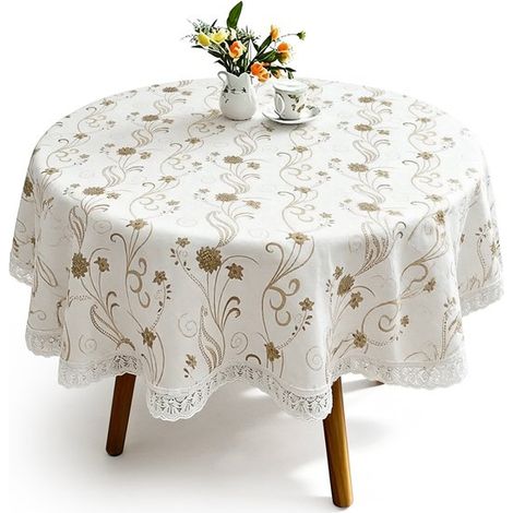 Nappe ronde lavable. Nappe ronde imperméable en vinyle PVC. Nappe ronde en plastique. Protège-table rond pour la cuisine et la salle à manger. Résistante à l'huile et... (1/5)