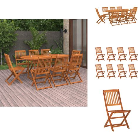 9-tlg. Garten-Essgruppe 180x90x75 cm Massivholz Akazie - Gartenmöbel - Essgruppe - Gartentisch - Gartenstuhl - Akazienholz (1/5)