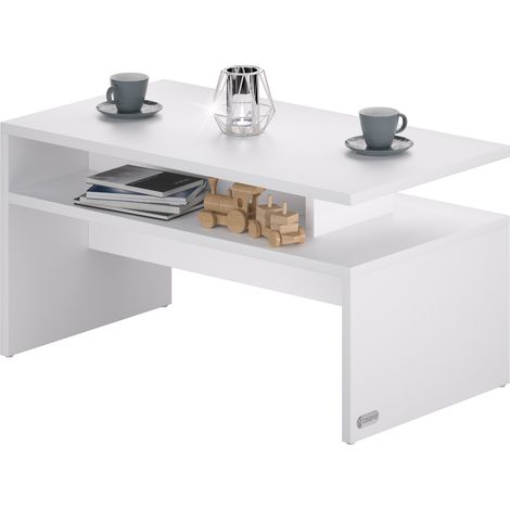 CASARIA® Couchtisch mit Ablage Stauraum 95x55x50cm Kratzfest Holz Modern Groß Wohnzimmer Sofa Couch Tisch Beistelltisch weiß (1/5)