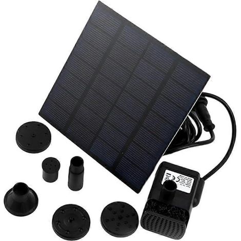Pompe à fontaine solaire à 4 buses, idéale pour les bains d'oiseaux, les bassins, les jardins et les terrasses. Fonctionne à l'énergie solaire et est flottante. (1/5)