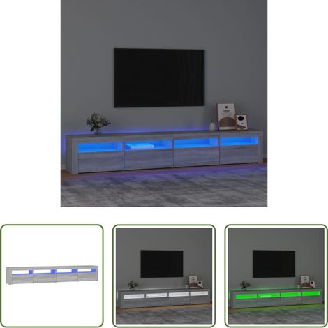 Lumière led - Meuble TV avec lumières LED Sonoma gris 240x35x40 cm (1/5)