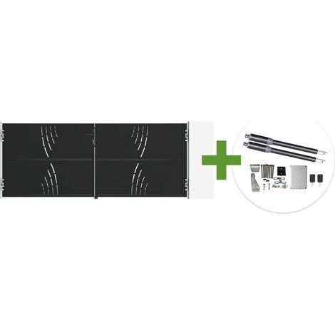 Portail battant acier noir mat 3m NALI VELETA H.120cm + moteur Ranger B150