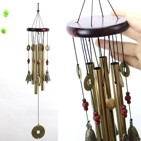 Cloche en bois en métal carillons éoliens tenture murale pendentifs décoratifs pour porte balcon G 19 (1/5)